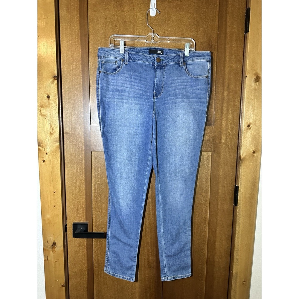 1822 Denim Womens Skinny Jeans Blue Mid Wash Stretch Size 14 36x29 Plus Size‎